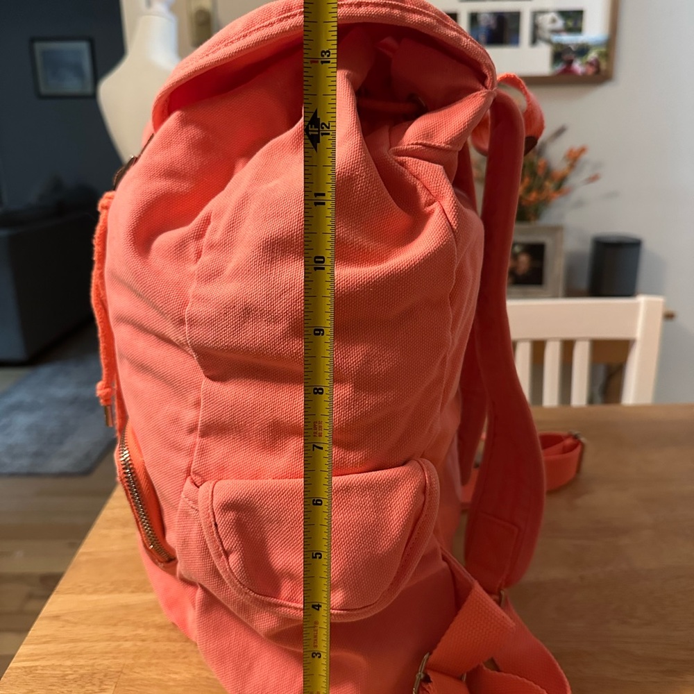 PINK Victoria's Secret Coral Canvas Backpack - Picture 2 of 13